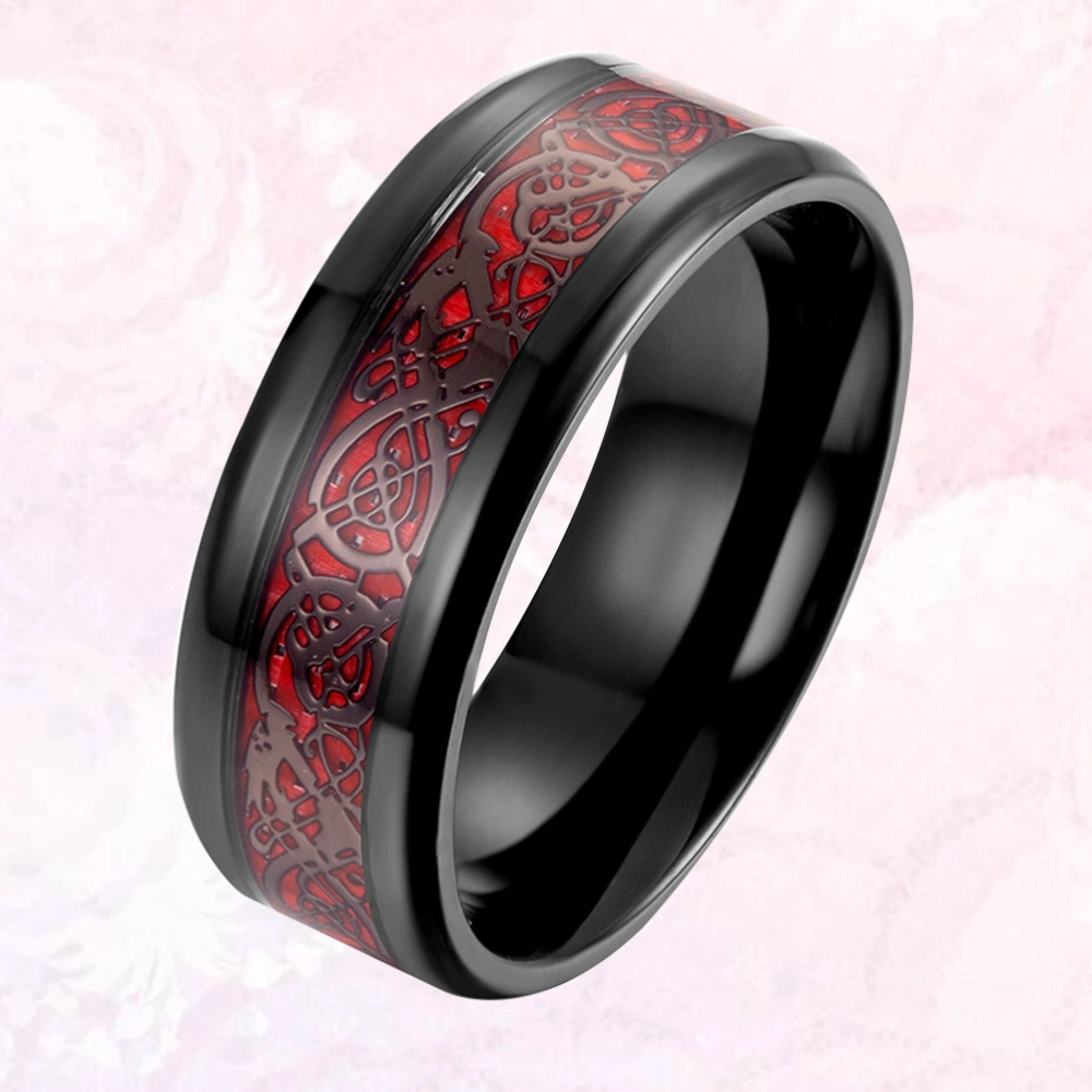 1Pc Mirror Polishing Finger Ring Unique Nibelon Carbon Fiber Ring Fashion Personality Cool Men Ring Jewelry (Black and Red Bottom Size 7)