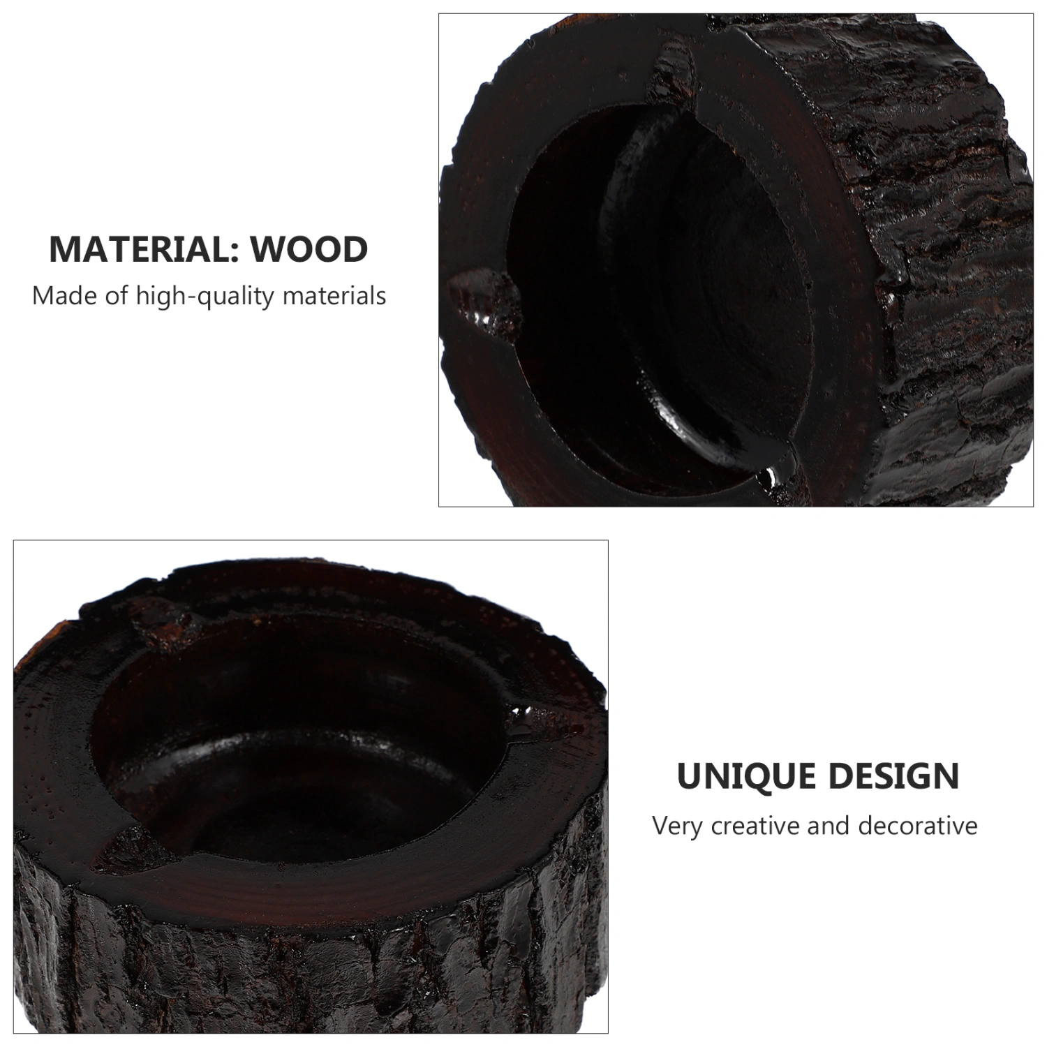 1pc Rounded Wooden Ashtray Decorative Ashtray Stump Modeling Ashtray Container