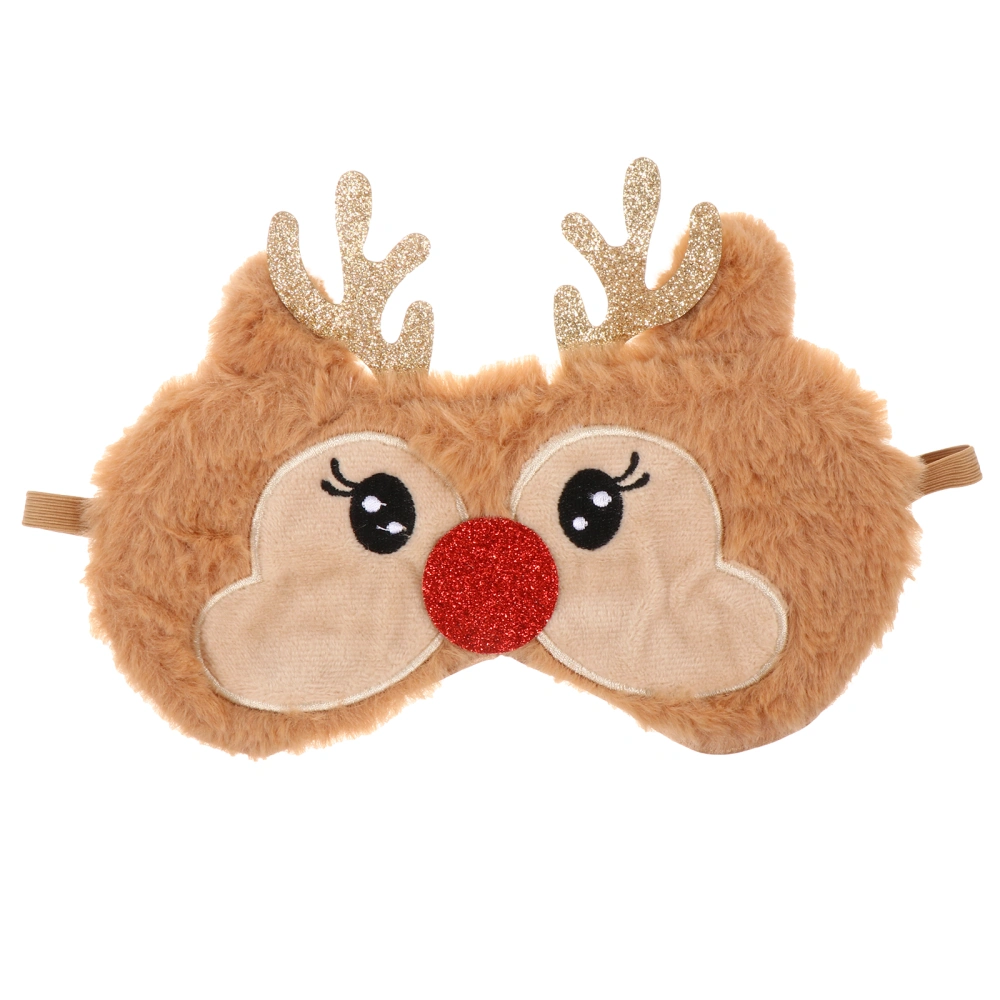 1Pc Adorable Christmas Elk Plush Shading Sleeping Mask Sleeping Eye Mask