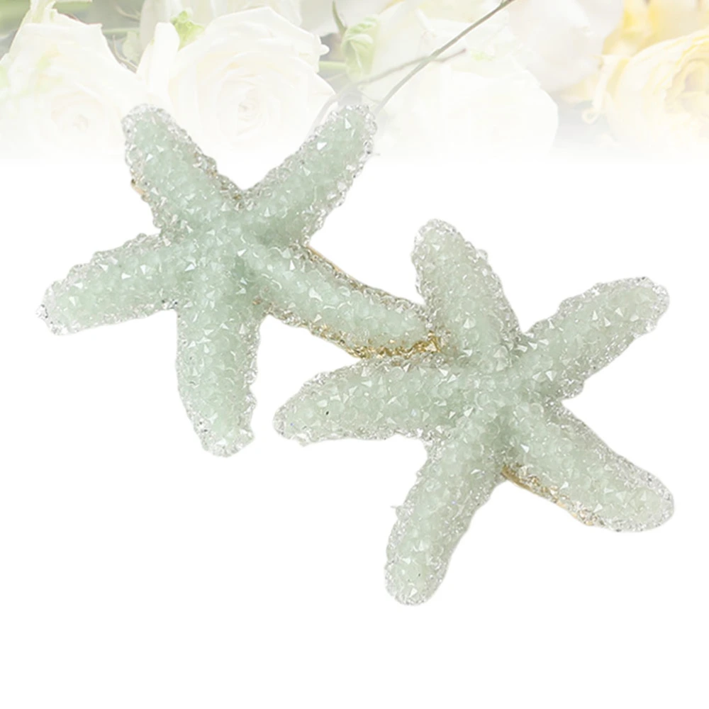 Glitter Sea Star Hairpins Duck Bill Hair Clip Candy Color Barrettes Hair Jewelry for Women Girls (Light Green)