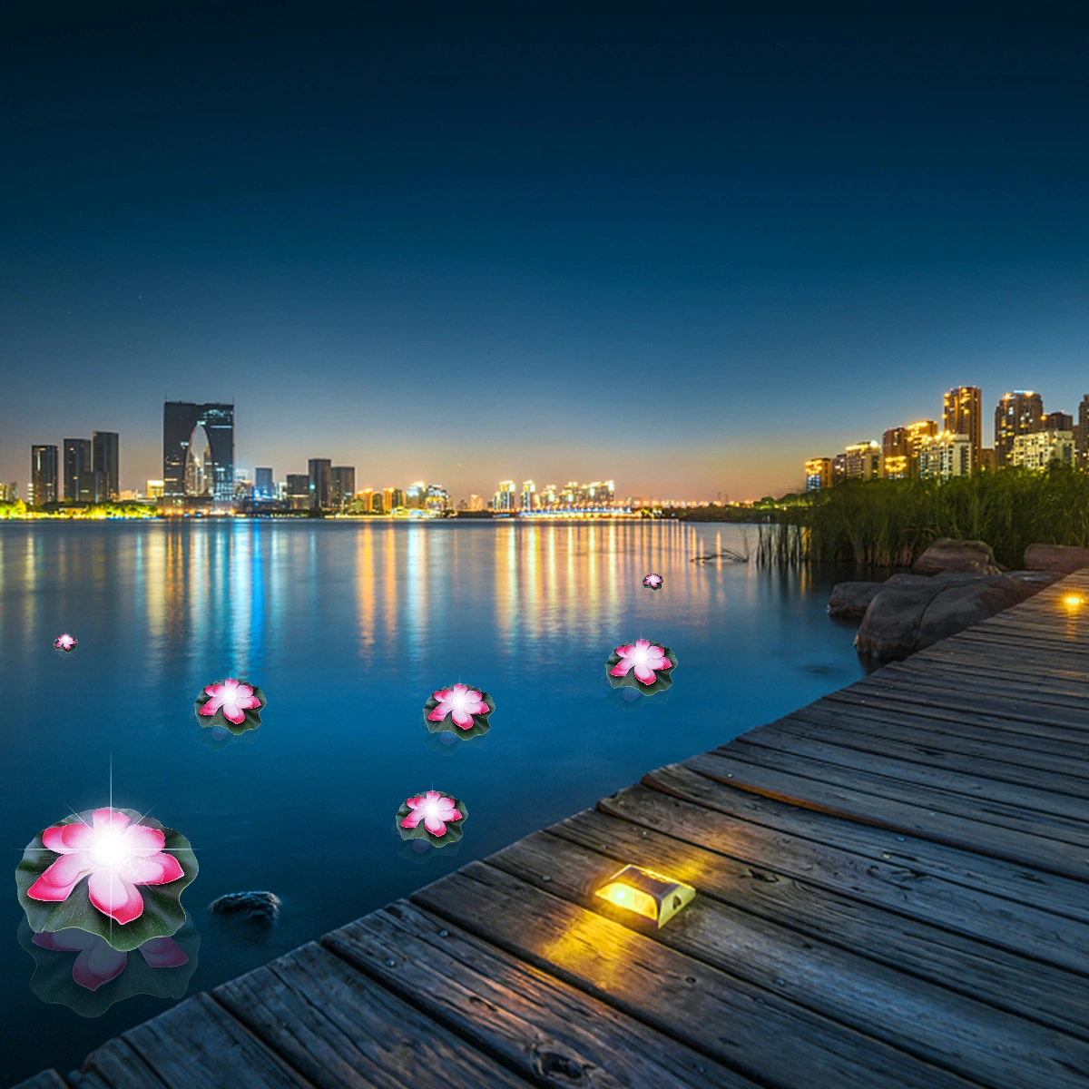 1 Pc Water Floating Lotus Light Romantic Wishing Light Water Lantern
