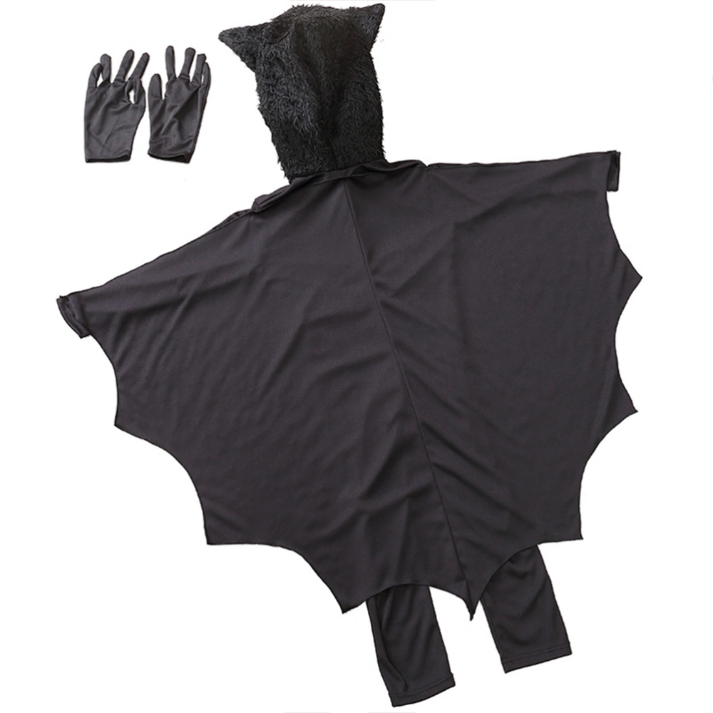 Bat Costume Children's Performing Clothes Halloween Jumpsuits Kids Party Apparel - Size L (Black)