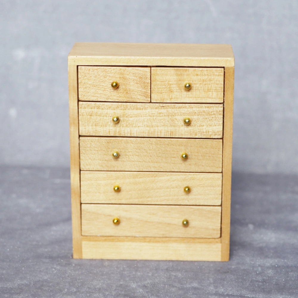 1pc 1/12 Mini House Cabinet Miniature Wooden Drawer Cabinet Model Furniture Decoration