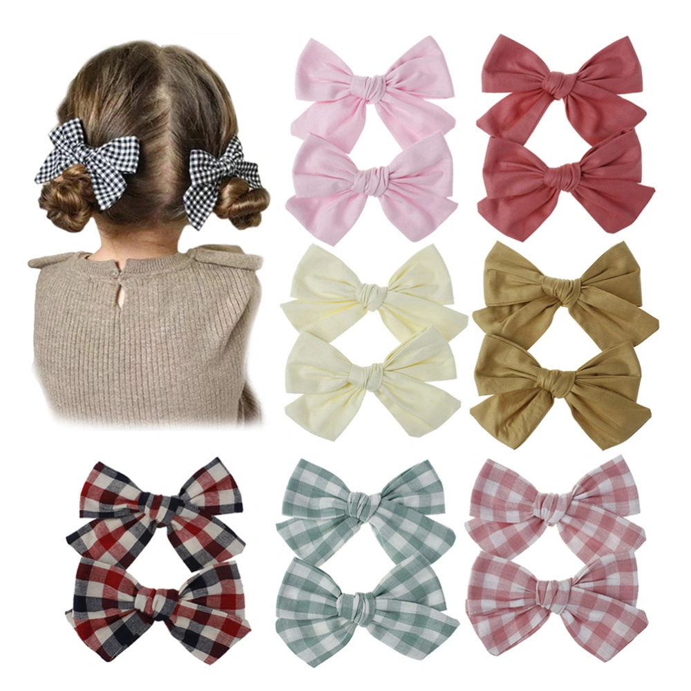 16 Pcs/8 Pairs Bow Hair Bowknot Clip Delicate Barrettes Styling Kids Headdress Accessories for Girls (Random Color)