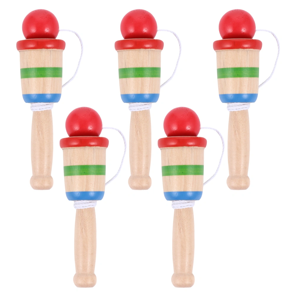 5pcs Wood Catch Ball Game Hand Eye Coordination Ball Catching Cup Game Toy