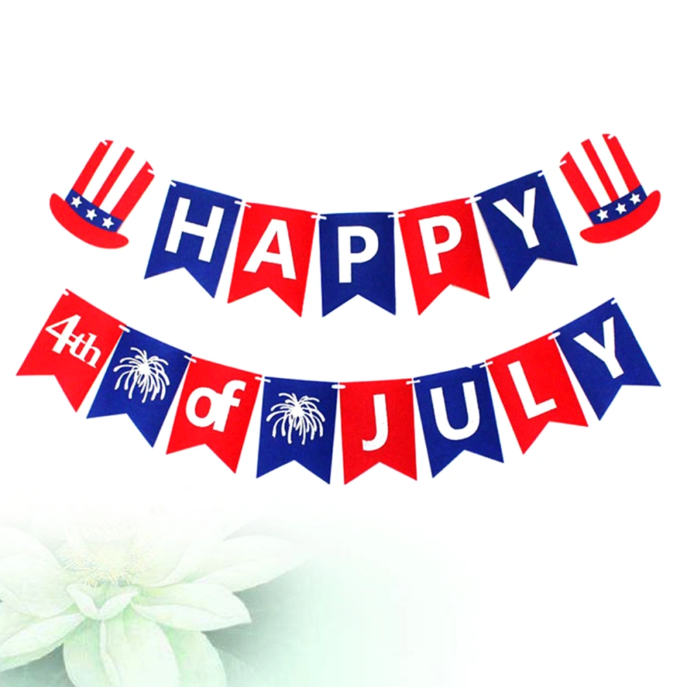 4th of July Banner Independence Day American Bunting Banner for Celebration Party Supplies (Streamer)