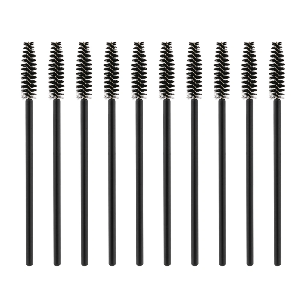 50pcs Silicone Handle Artificial Fiber Bristles Eyelash Brushes Disposable Lash Curler Eyebrow Comb (Black)