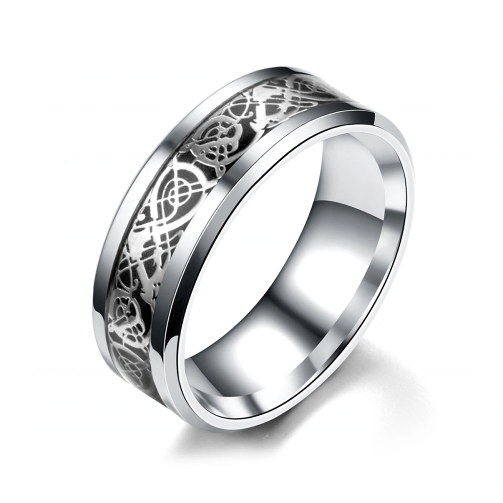 Unique Titanium Steel Celtic Dragon Pattern Wedding Band Ring Jewelry Accessoris - Size 10 (Black and Silver)