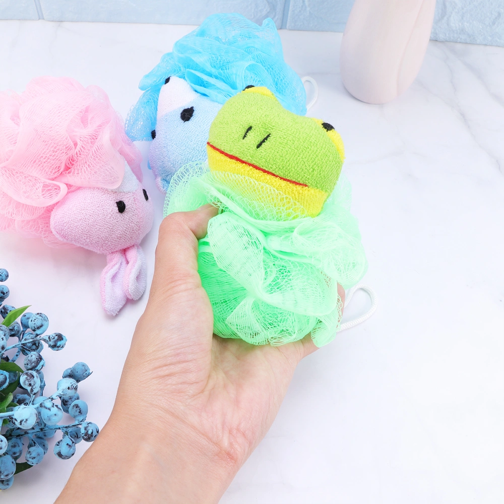 6 pcs Practical Animal Design Bath Ball Bath Flower for Bathing Use Shower Use Pink Rabbit Green Blue Bear