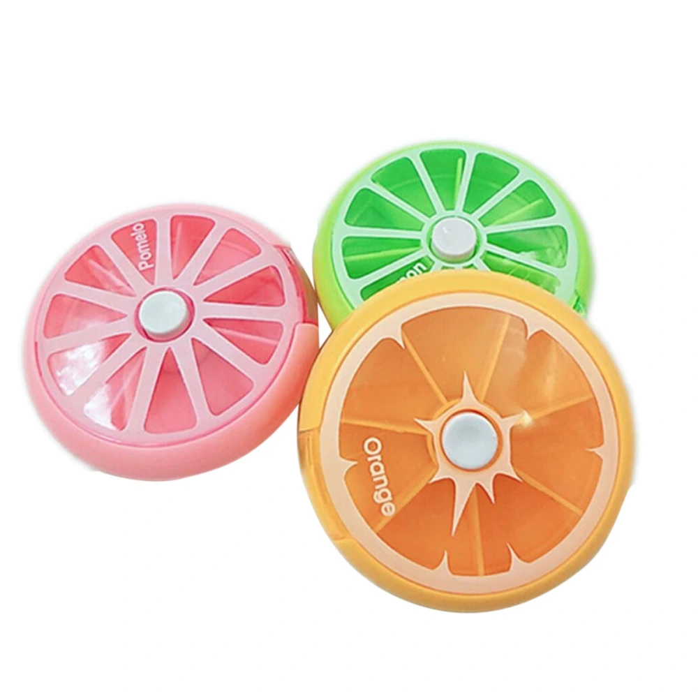 3pcs Portable Round Pill Holder Weekly Mini 7 Slot Vitamin Medicine Box Case Organizer Container (Green + Yellow + Pink)