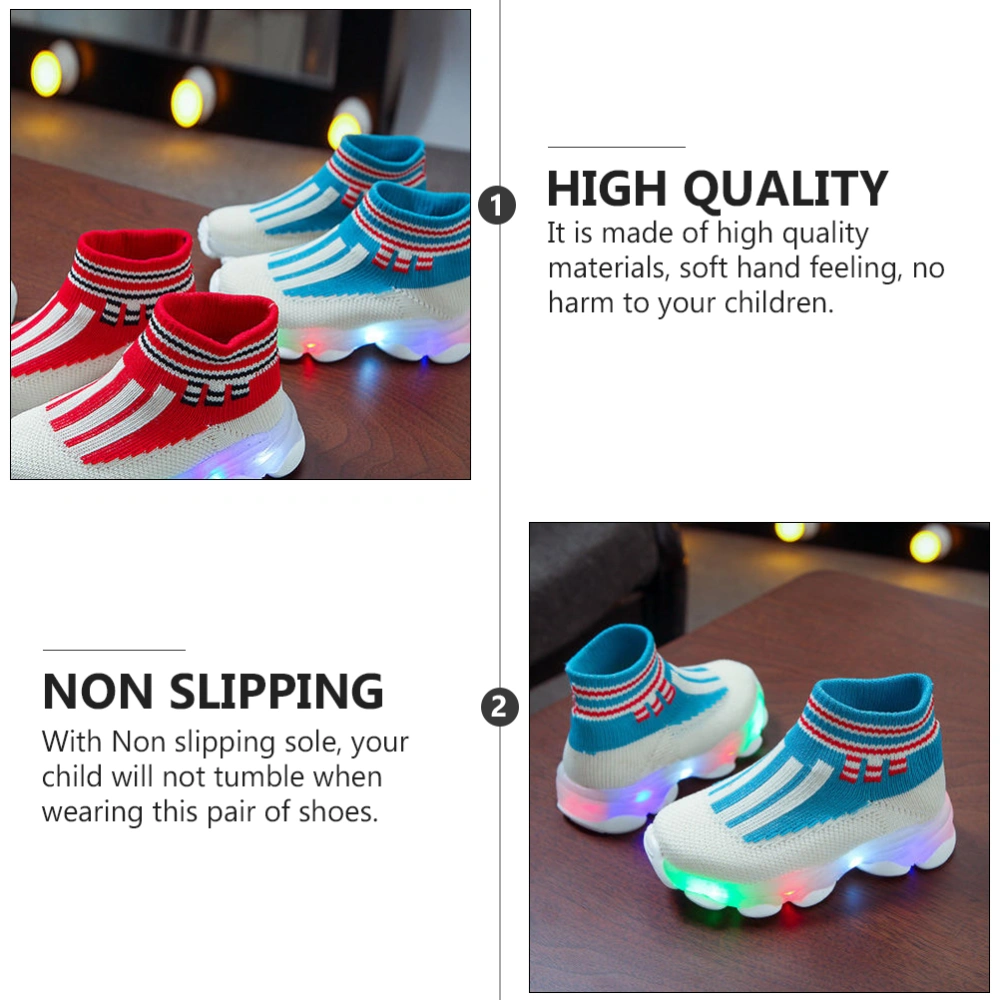 1 Pair LED Glowing Sneakers Breathable Air Mesh Socks Shoes for Boys Girls