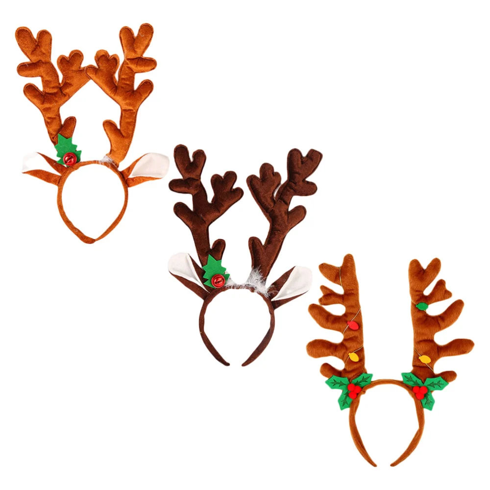 3pcs Lifelike Antler Hair Christmas Headdress Festive Headpiece for Party