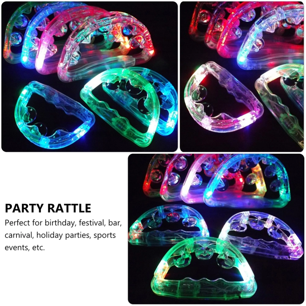 4pcs Flashing Plastic Bell LED Handbells Flash Light Up Tambourine Neon Toys