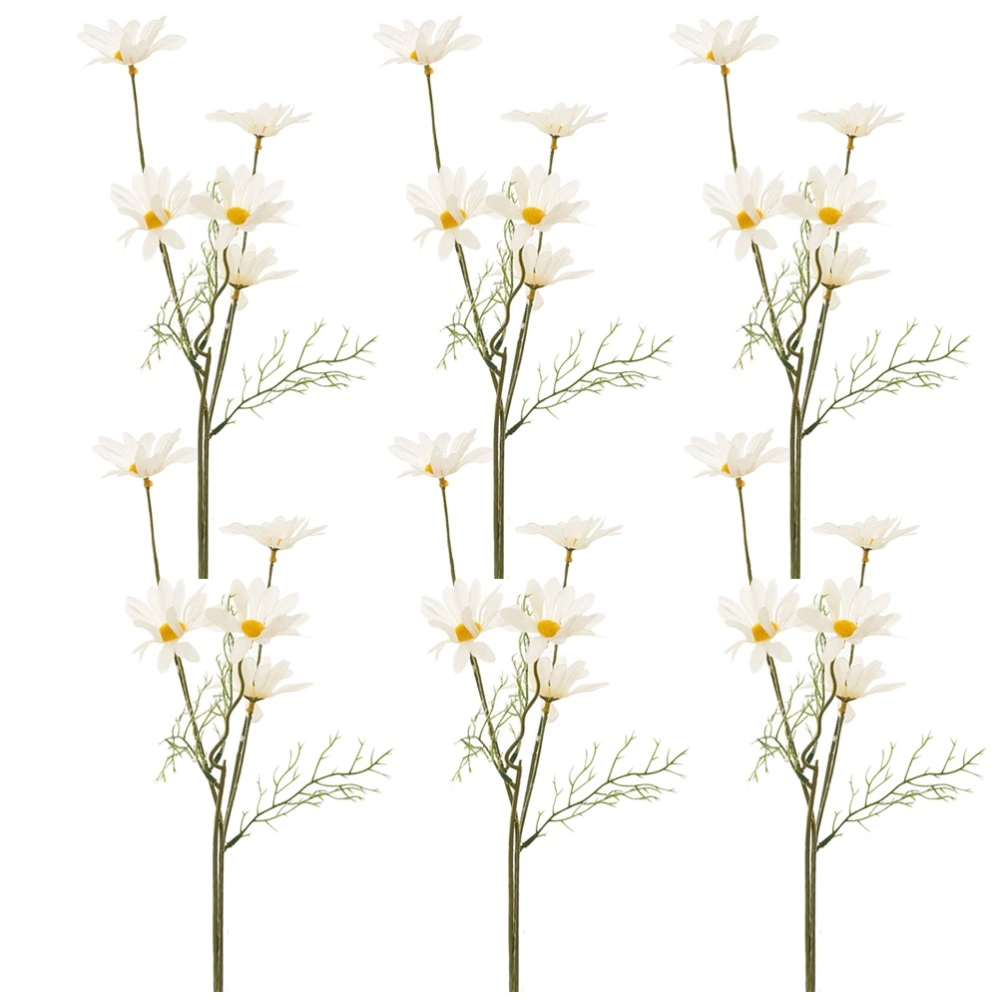 6pcs Simulation Chrysanthemum Cosmos Daisy Flowers Lifelike Flower Arrangement Home Desktop Decoration Photography Props(White)