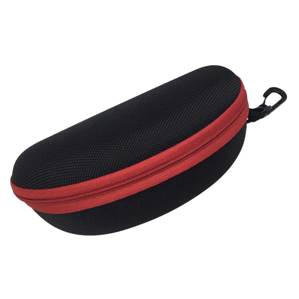 Portable Oval Zippered Closure Sunglasses Eyeglasses Storage Case Box with Carabiner