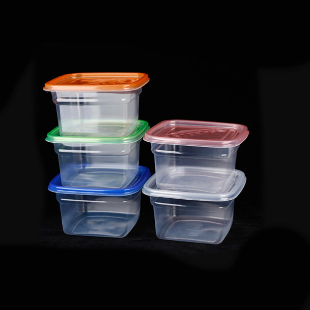 10pcs Disposable Packing Box Square Crisper With Cover for Store Restaurant Home (Red, Green, Blue, Orange, Transparent, each Color has 2pcs))