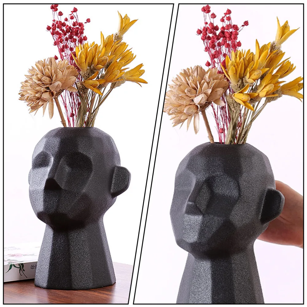 1pc Abstract Portrait Vase Ceramic Flower Arrangement Holder Decorative Vase