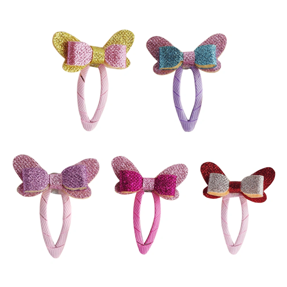 10pcs Assorted Glitter Hair Clips Kids Bowknot Design Barrettes Girls Metal Snap Hairpins