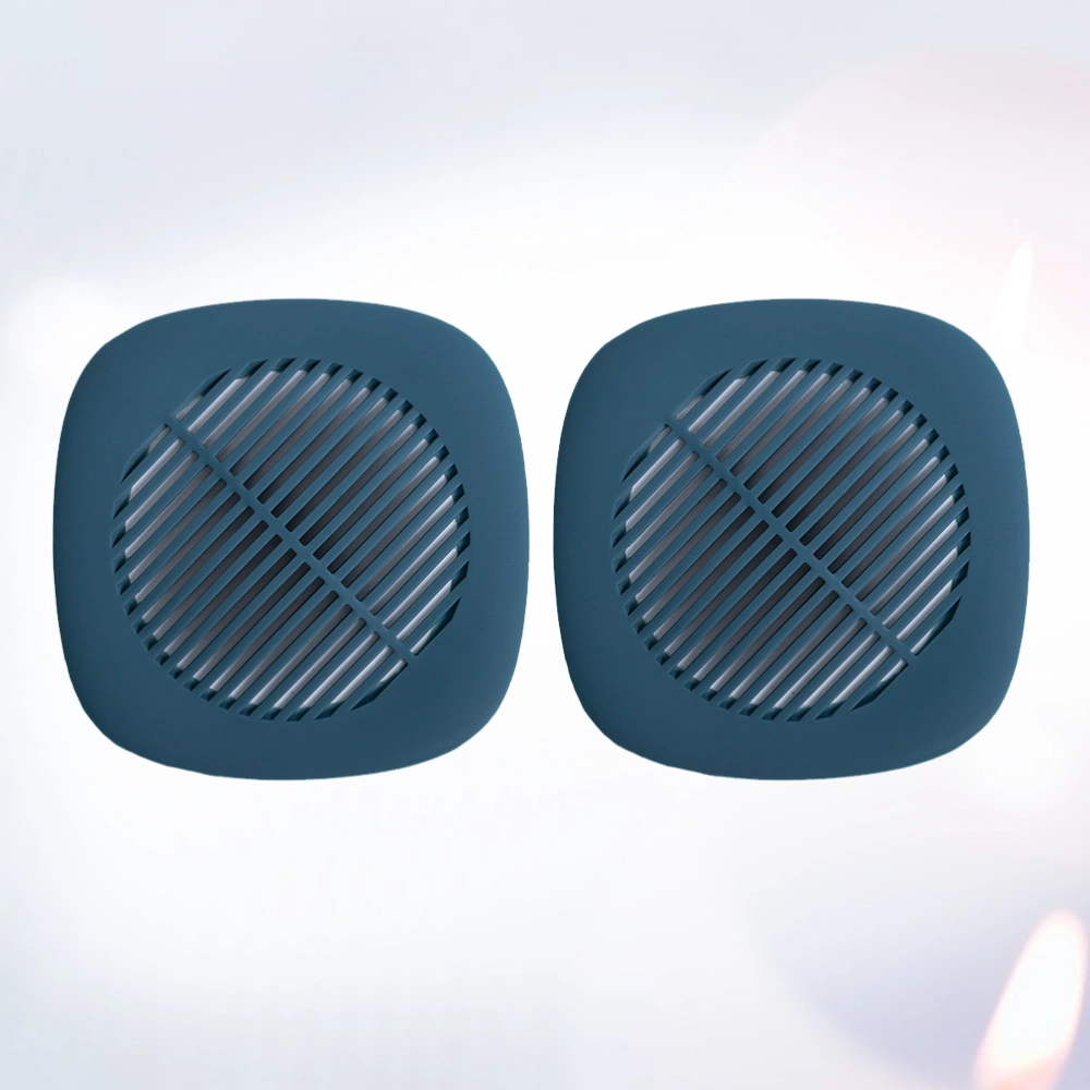 2pcs Silicone Hair Catcher Drain Hole Filter Strainer Sink Drain Filter for Bathroom Kitchen(Dark Blue)