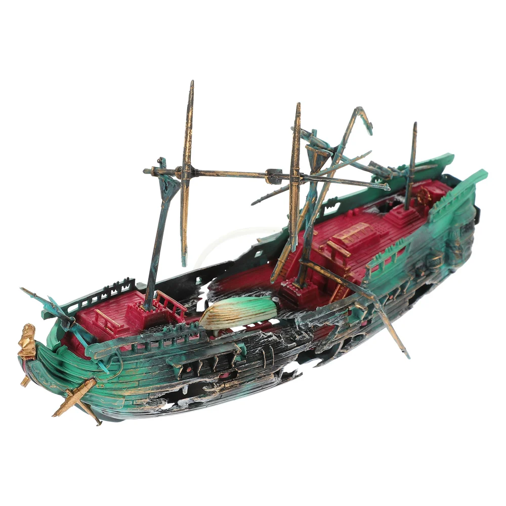 Aquarium Shipwreck Decoration Fish Tank Shipwreck Decor Aquarium Resin Ornament Ship Wreck Decor