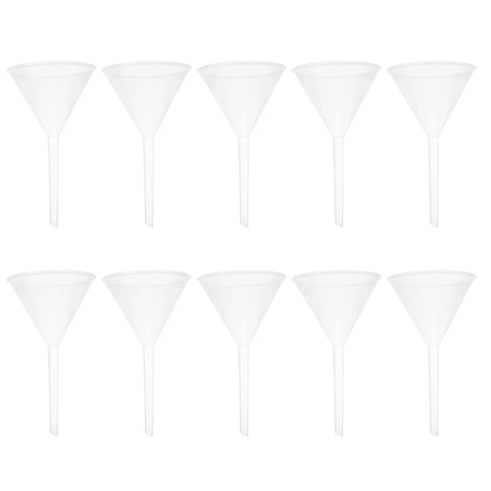 10pcs Transparent Funnel Triangle Funnel 90mm Plastic Funnel For School Experiments