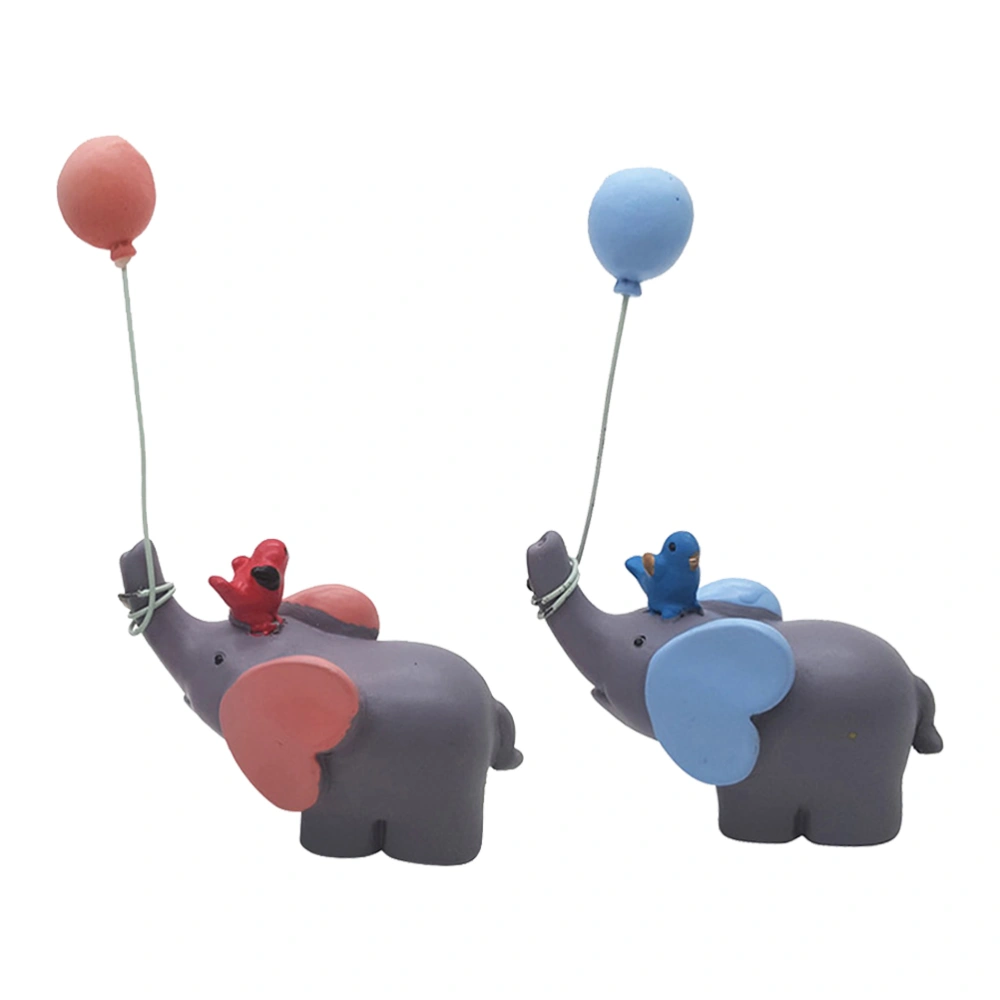 2Pcs Balloon Elephant Ornaments Creative Adornments Adorable Resin Crafts