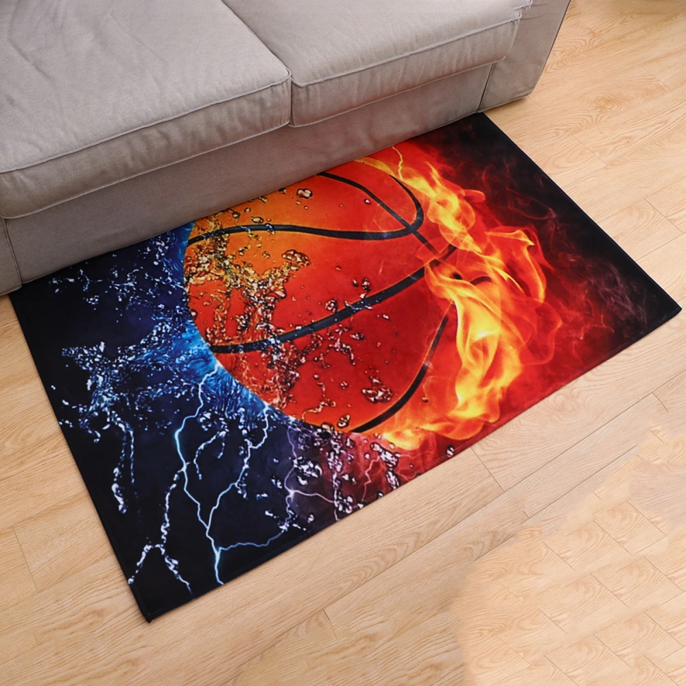 1pc 150x100cm Basketball Pattern Printed Carpet Anti-Slip Decorative Hallway Mat Area Rug