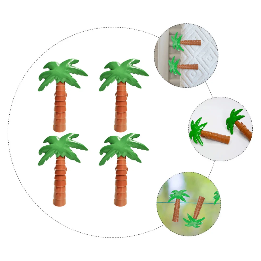 4pcs Beach Towel Clips Chair Holders Portable Coconuts Tree Shaped Towel Holders for Holiday Pool