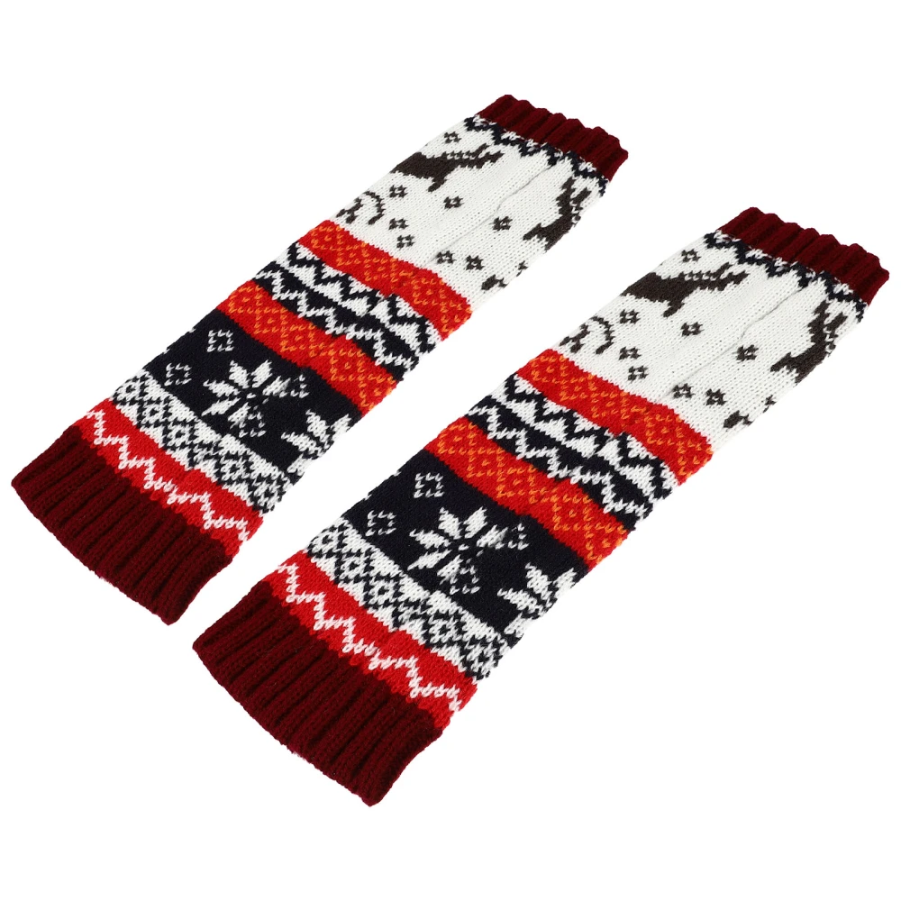 1 Pair of Knitted Arm Sleeves Half-Finger Oversleeve Winter Warm Long Gloves