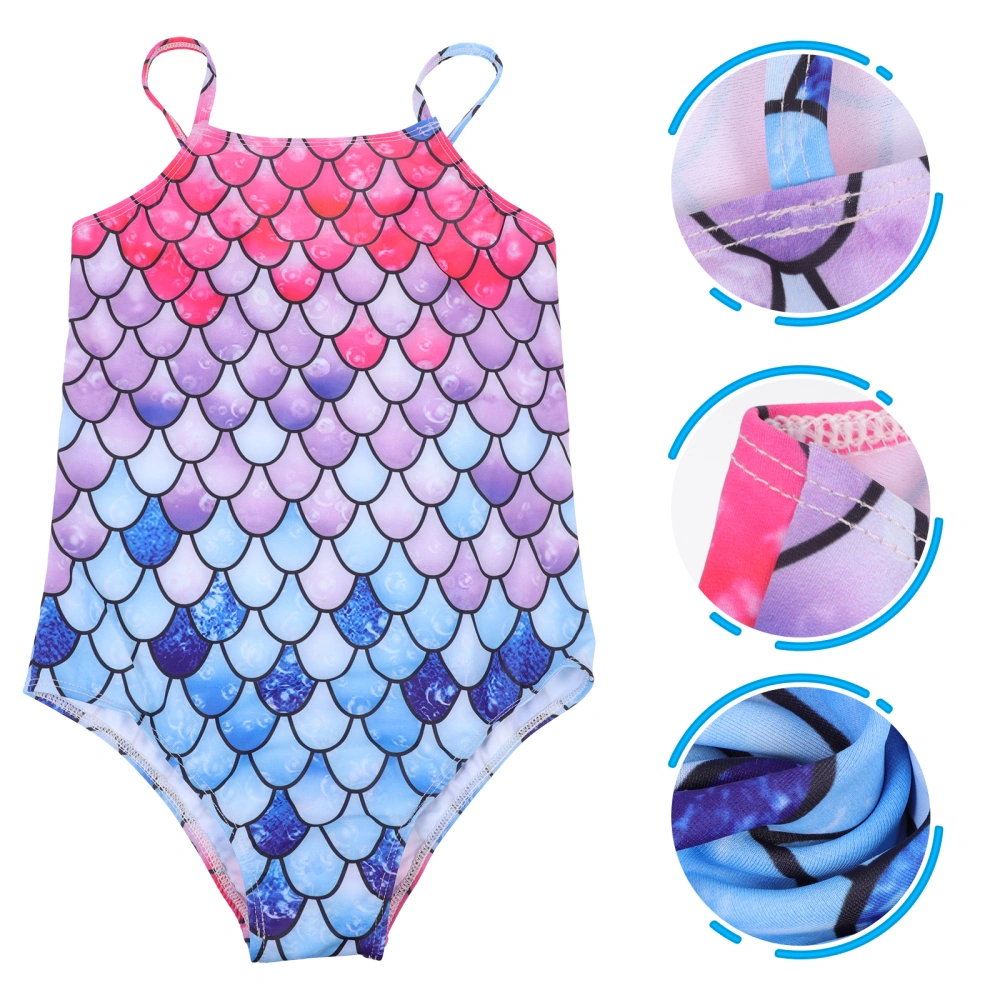 1Pc Girl Fish Scale Pattern Swimsuit One-piece Swimming Clothes (Random Color)