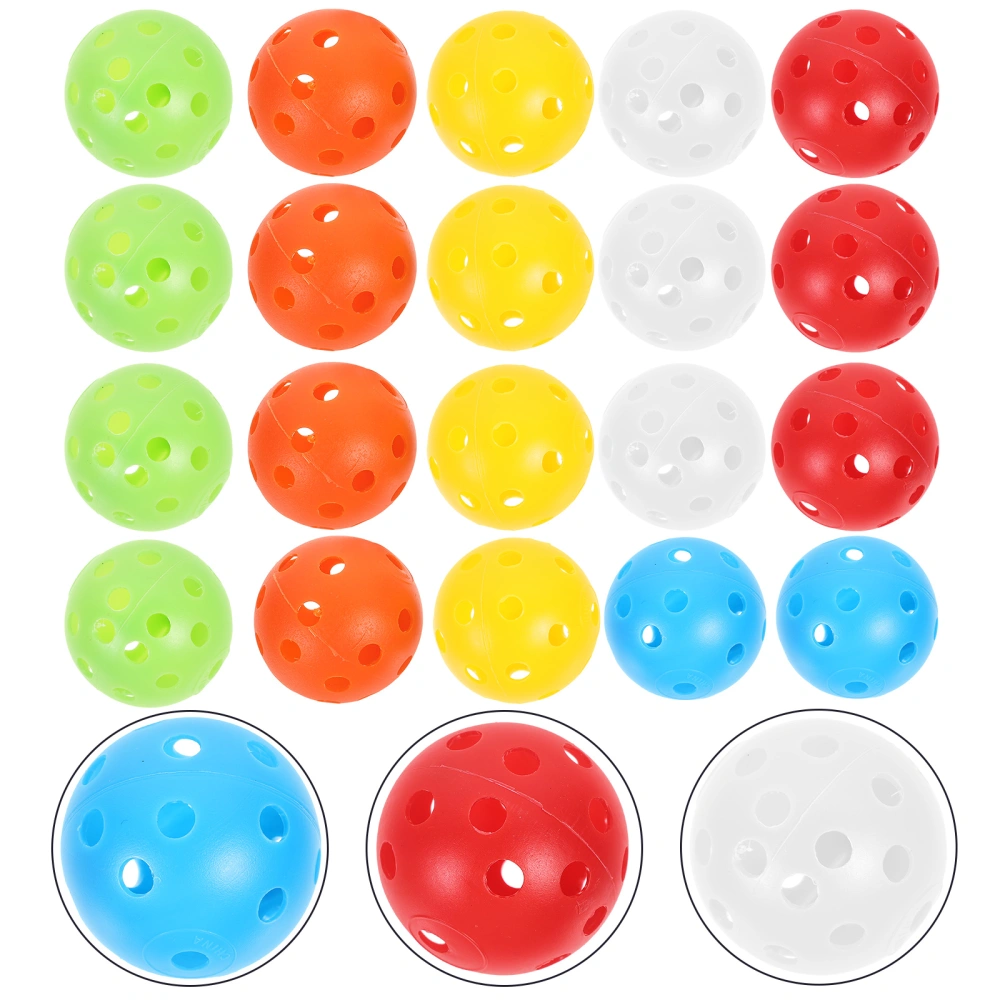 20pcs Perforated Plastic Play Balls Hollow Practice Training Sports Balls (Mixed Colors)