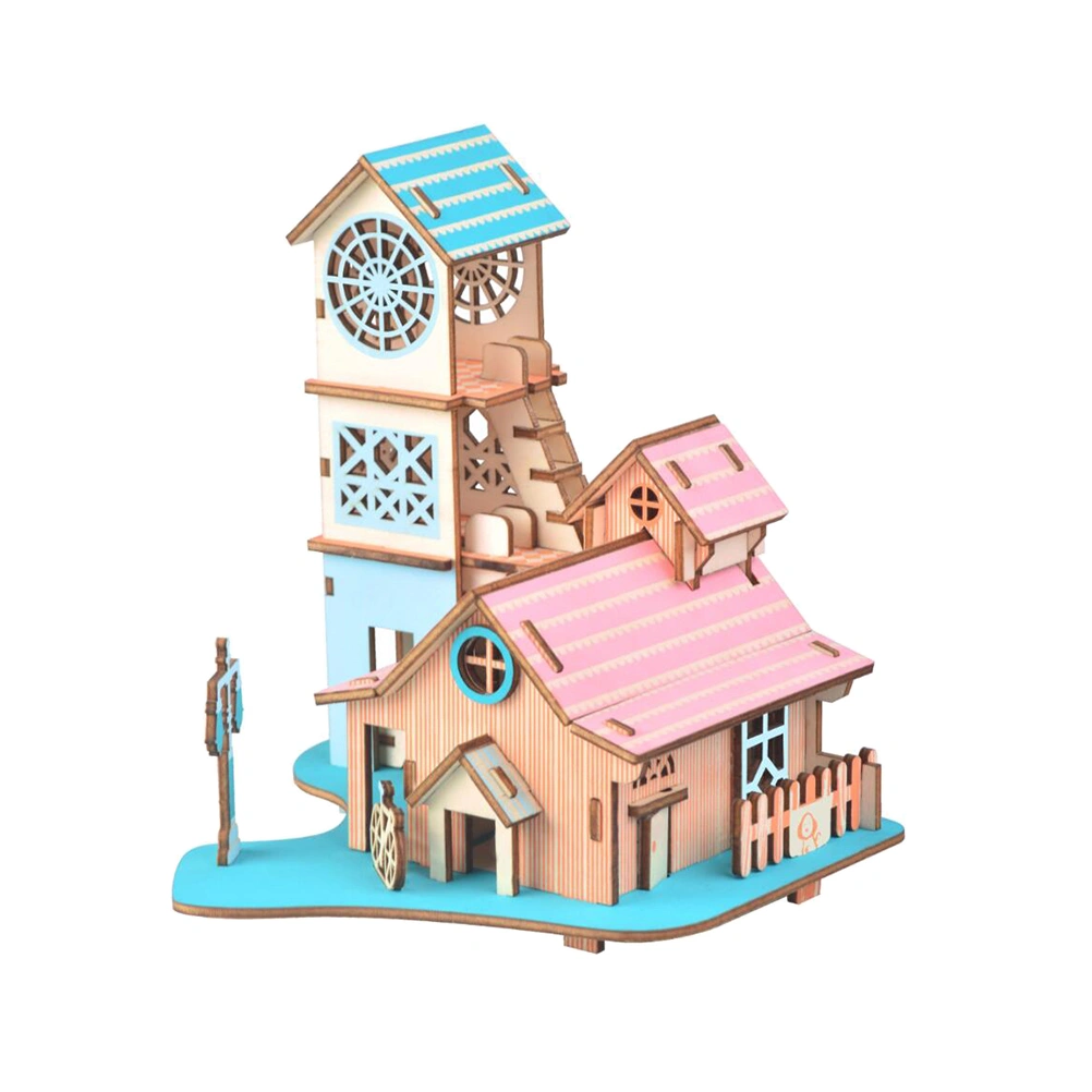 3D Wooden Puzzles Educational Toy Jigsaw DIY Puzzle Simulation Model for Kids and Children (Riverside Villa)