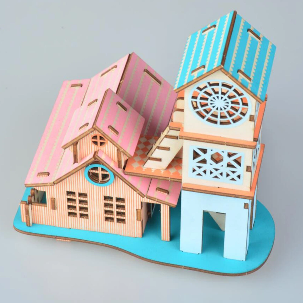 3D Wooden Puzzles Educational Toy Jigsaw DIY Puzzle Simulation Model for Kids and Children (Riverside Villa)