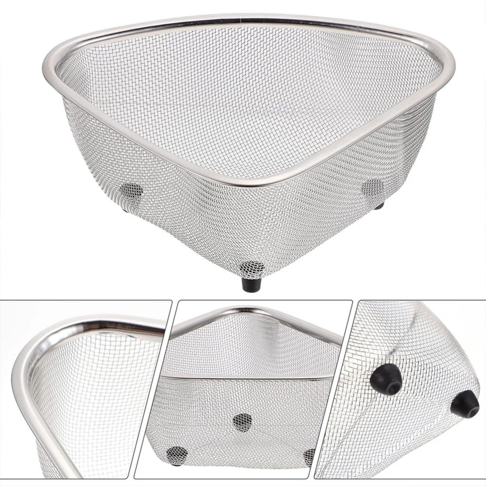 1Pc Sink Corner Storage Basket Triangle Shape Sink Draining Basket for Kitchen