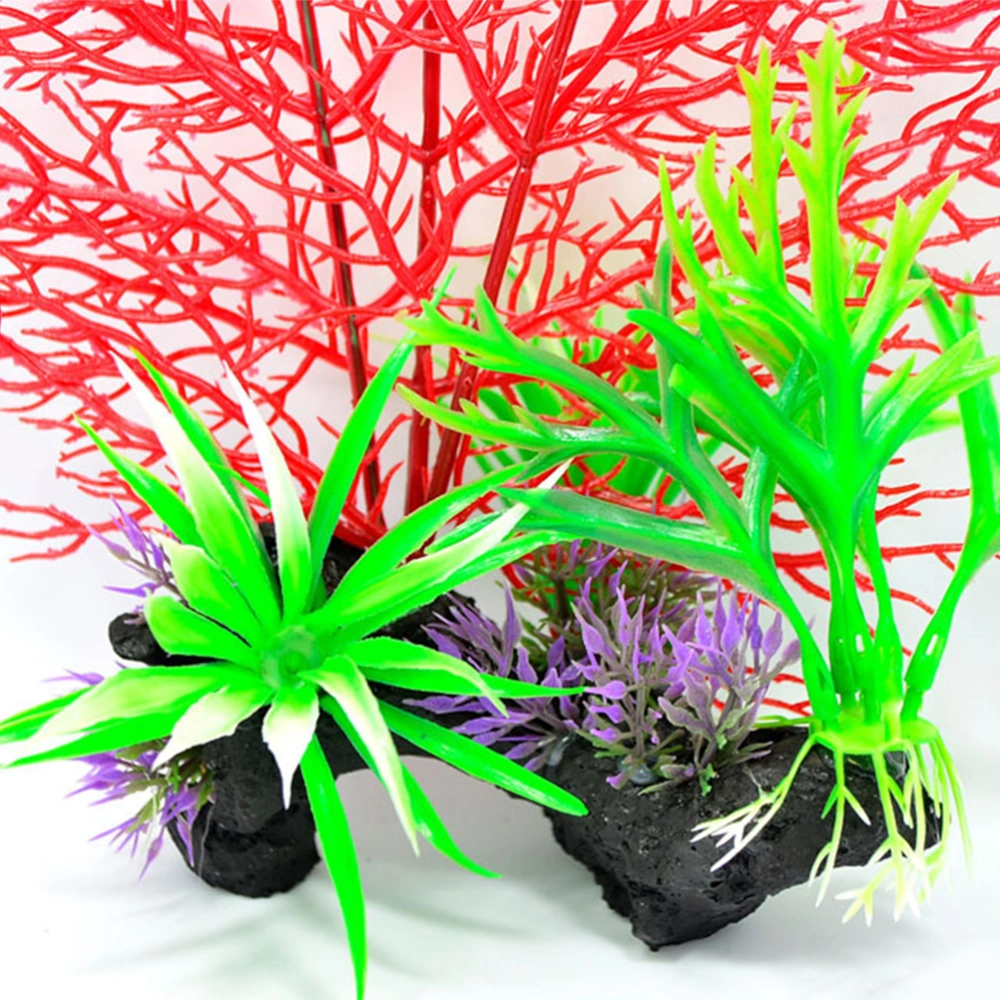 Artificial Plastic Underwater Plant for Aquarium Fish Tank Decorations (Red)