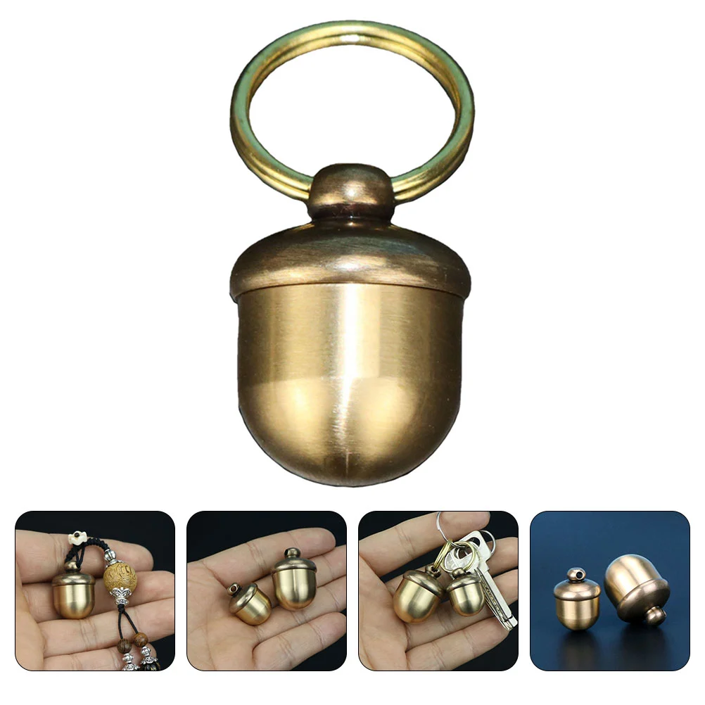 Copper Pills Bottle Key Chain Medicine Bottle Travel Pills Bottle Mini Medicine Bottle