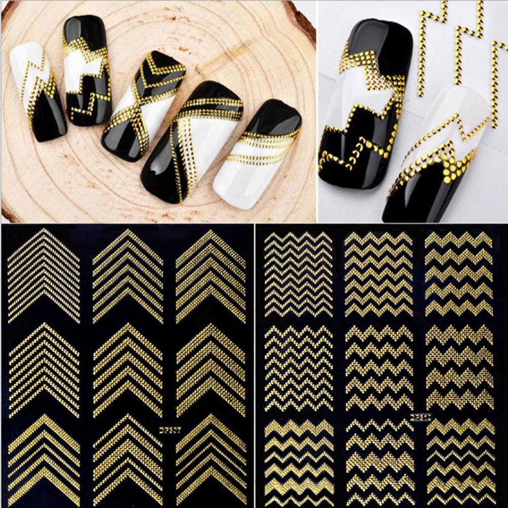 60Pcs Golden Metal Sticker Nail Art Sticker Safe Manicure Decoration for Girls Women DP01