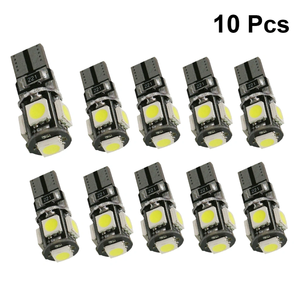 10pcs W5W T10 5050 5SMD 1W LED Car Reading License Plate Lamp Bulbs Pack High-brightness Bead Wide-angle Illumination Light