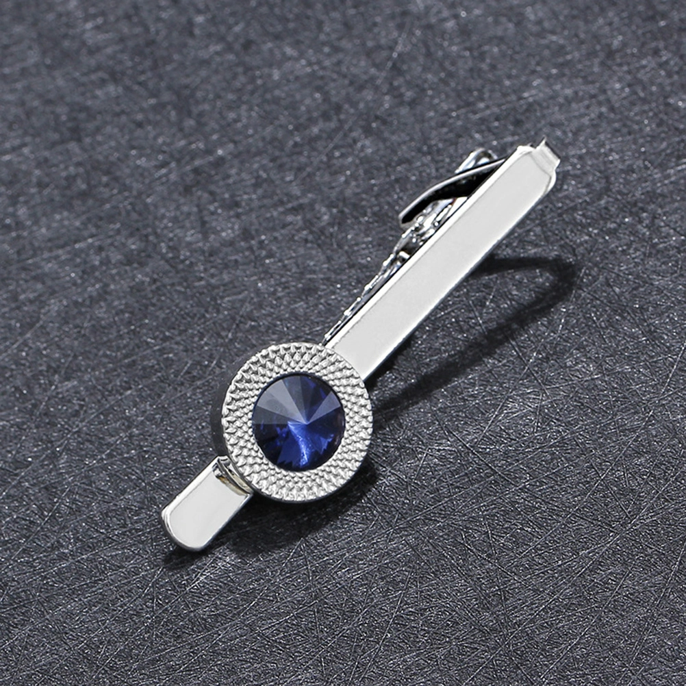 2Pcs Mens Tie Clip Fashion Necktie Bar Alloy Durable Silver Crystal Men's Tie Clip(T1005+T1008)