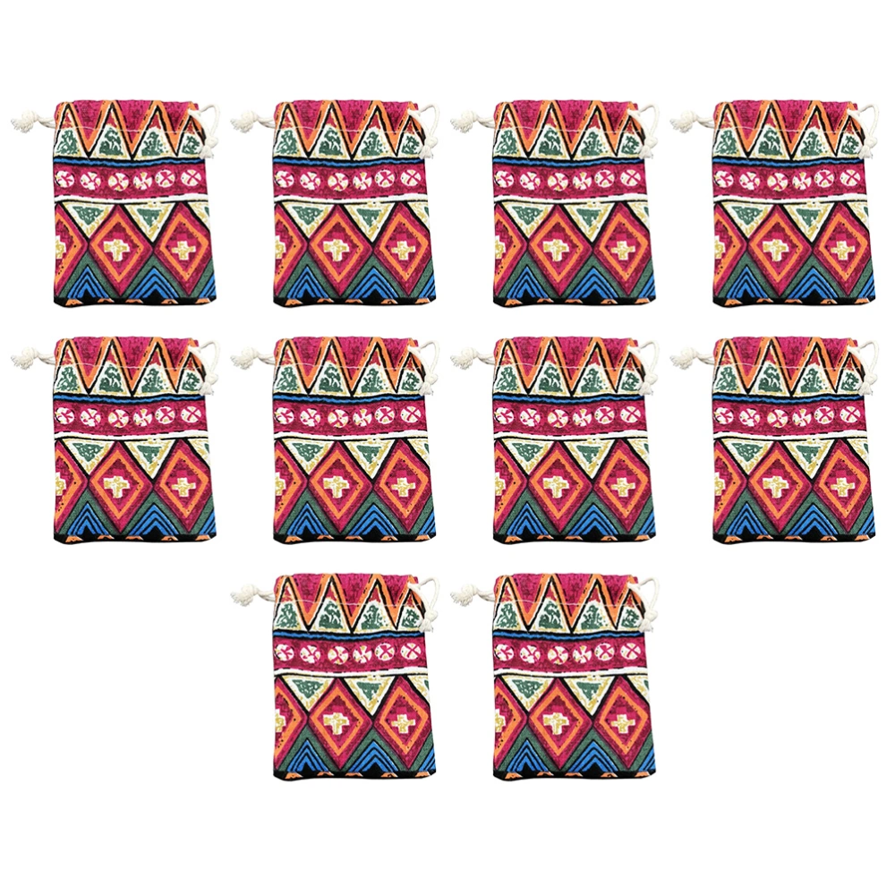 10pcs Earring Storage Bag Drawstring Bags Ethnic Style Jewelry Gift Bags