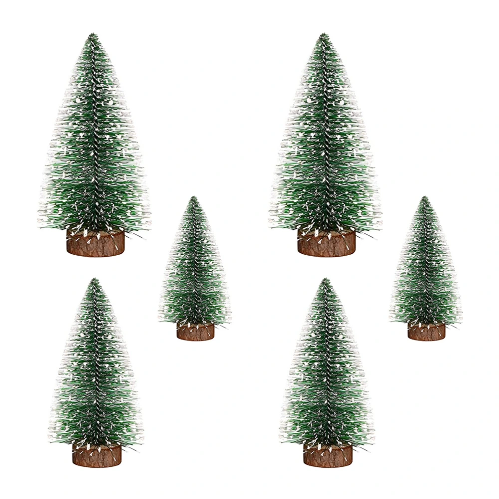 6pcs Small Christmas Trees Tabletop Trees Ornament Christmas Party Decorative Supplies