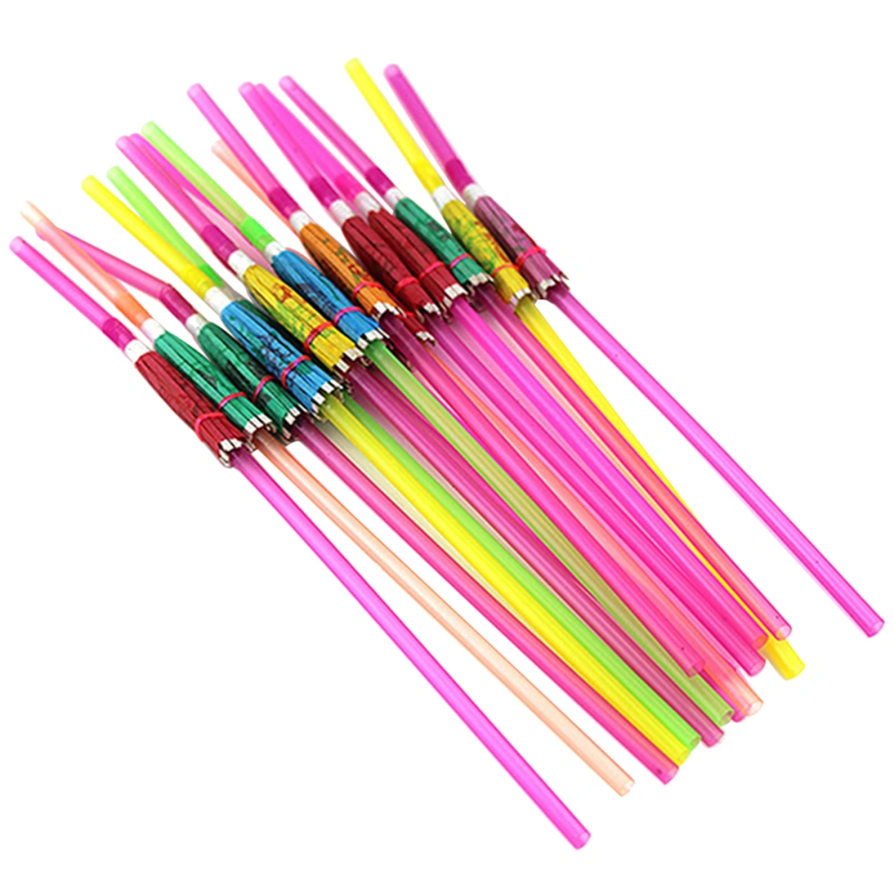 100pcs Disposable Umbrella Straws Party Decorative Drinking Straw Table Decor Hawaiian Luau Party Supply - Assorted Color (Hibiscus)