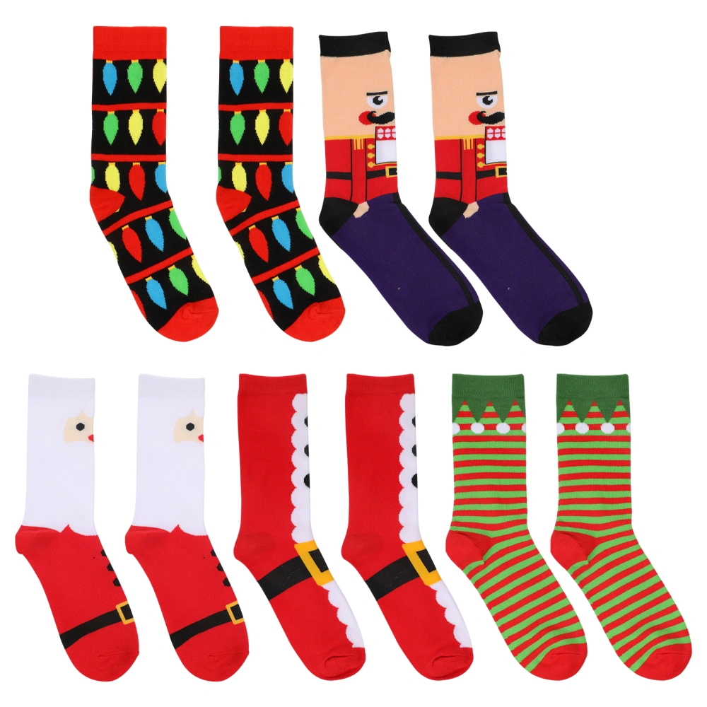 5 Pairs Christmas Man Socks Mid-calf Cotton Socks Costume Parts (Random Style)