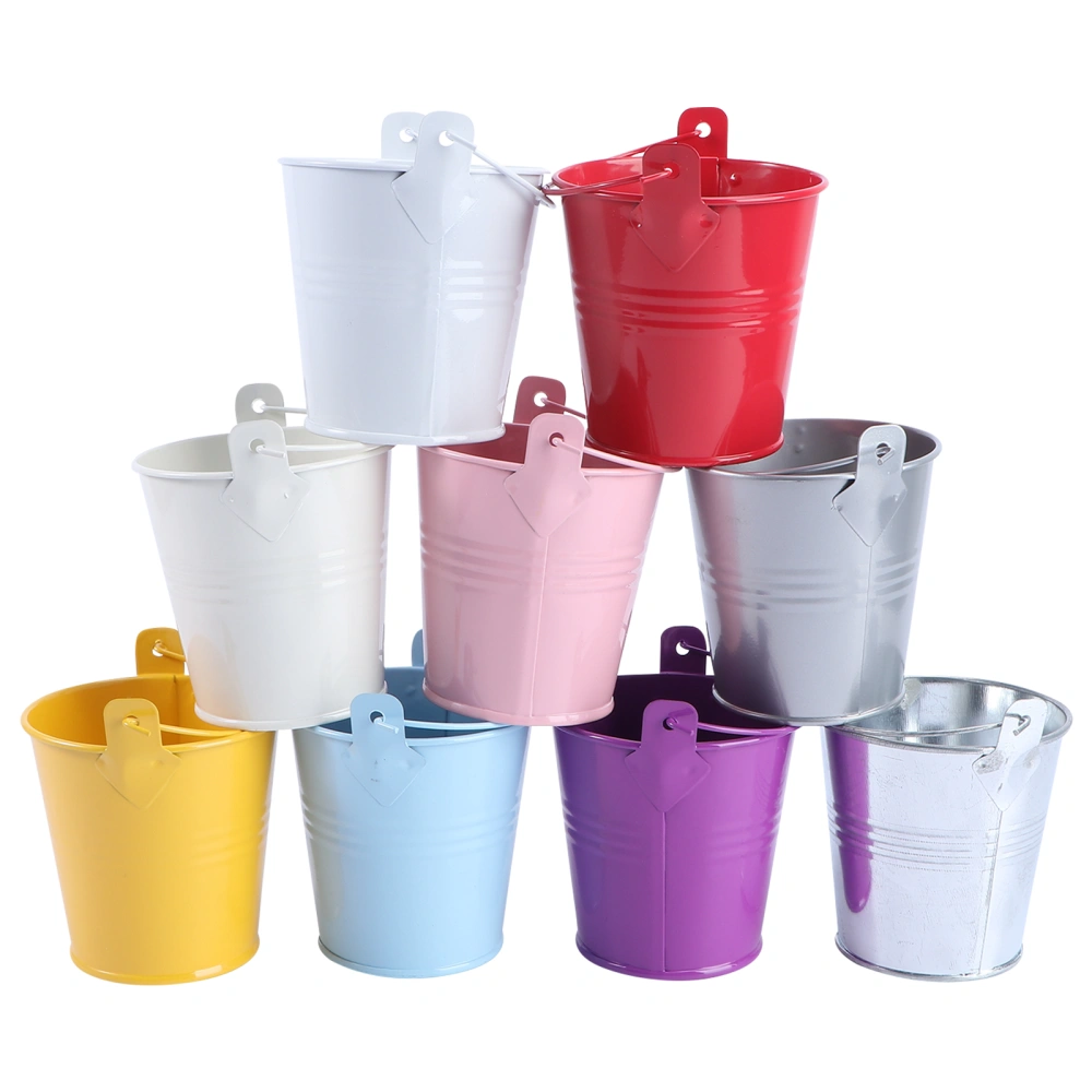 9PCS Chic Small Iron Bucket Home Creative Tinplate Flowerpot (Random Color)