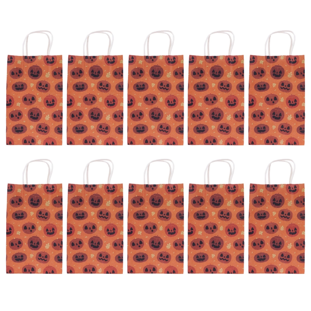 10pcs Halloween Tote Bag Pumpkin Pattern Candy Bag Candy Packaging Box (Orange)