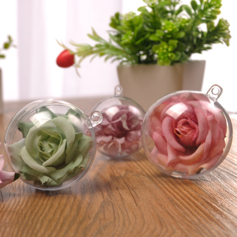 10pcs 6cm Transparent Hollow Christmas Tree Ornament Plastic Hanging Christmas Ball Decoration for Home Office Showcase