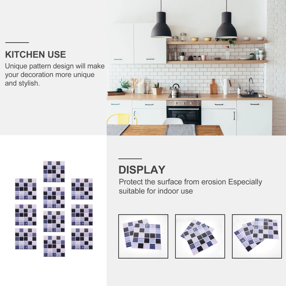 10pcs Abstract Mosaic Tile Stickers Kitchen Bathroom Decoration DIY Wall Stickers