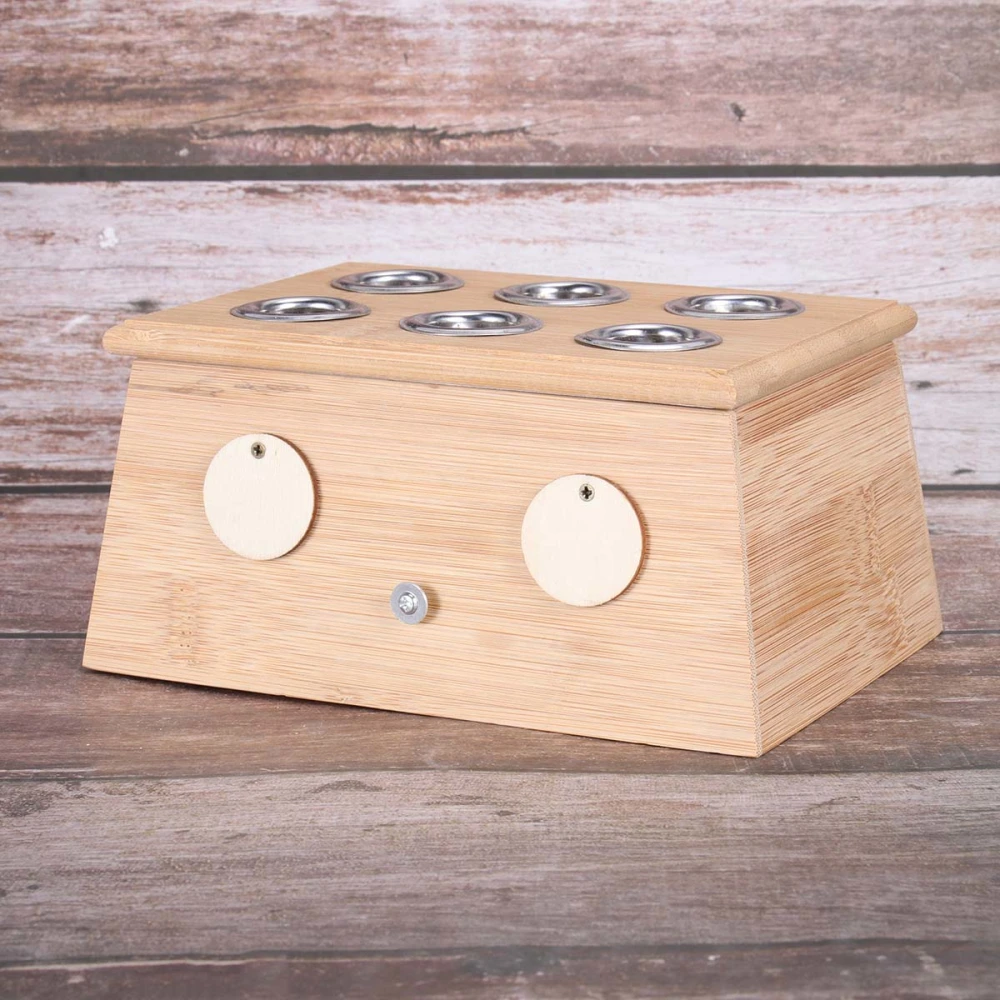 1Pc Bamboo Moxibustion Box Temperature Control Health Moxibustion Treatment Box for Spa Home (6 Holes)