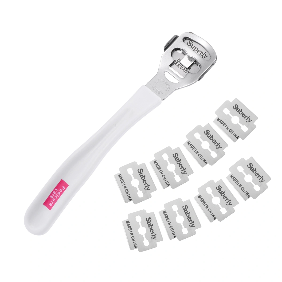 Foot Callus Remover Cuticle Hard Skin Heel Shaver Rasp Cutter Pedicure Kit with 10 Pcs Blades for Women and Girls