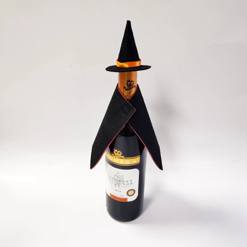 2 Pcs Halloween Mini Wine Bottle Costume Creative Champagne Bottle Decoration Bottle Cover Set for Party Festival (Hat and Cloak)